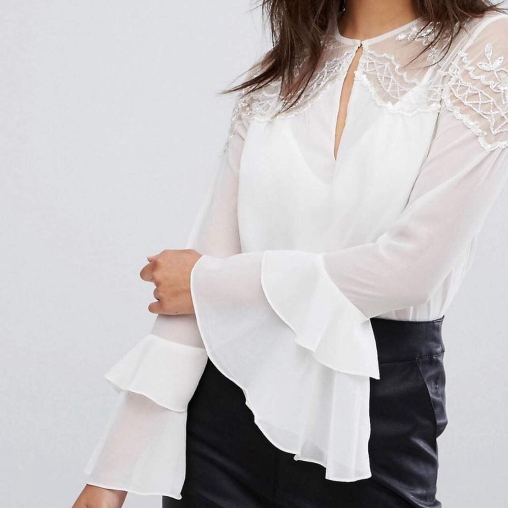 Lipsy Blouse Ruffle Sleeves Size 0